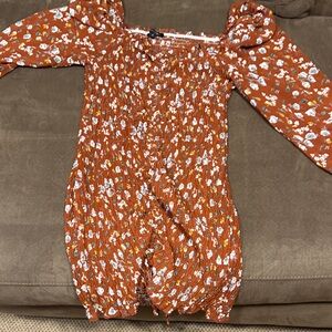 Floral Rust Long Sleeve Dress